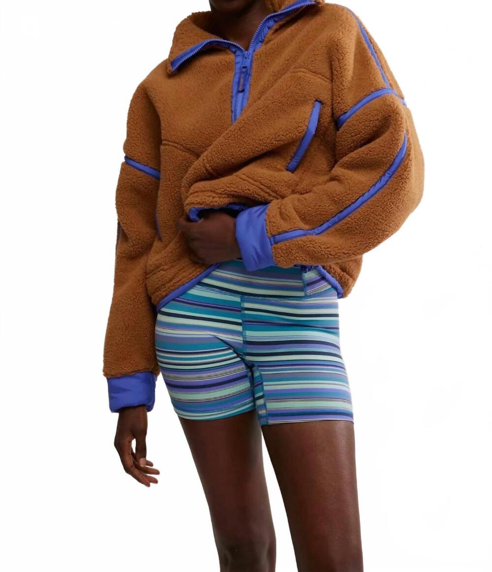 NEW FREE PEOPLE women's mountain high 1/2 zip jacket in twig/pulse combo